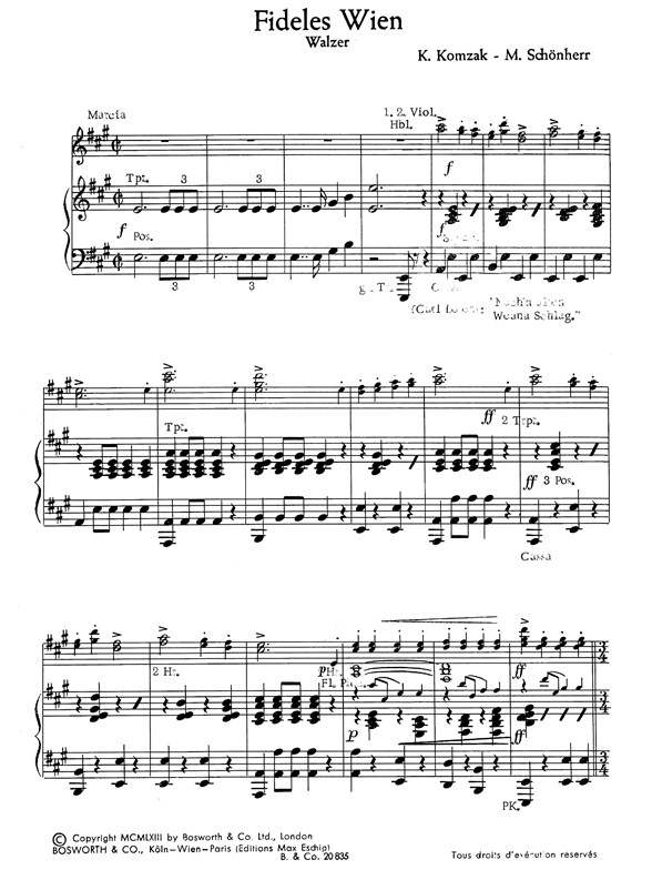 Komzak, K/Schonherr, M Fideles Wien Walzer Orch Pf Sc/Pts
