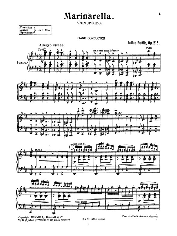 Fucik, J Marinarella Overture Orch Pf Sc/Pts
