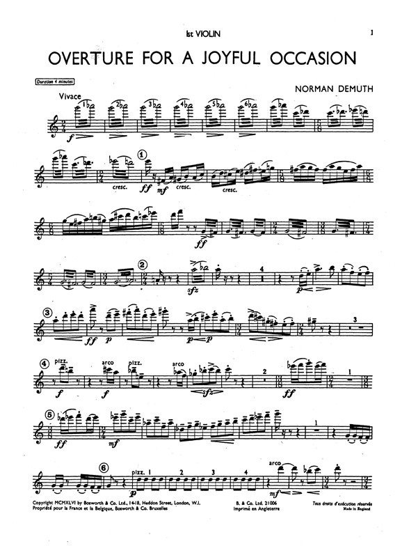 Demuth, N Overture For A Joyful Occasion Orch Pf Sc/Pts