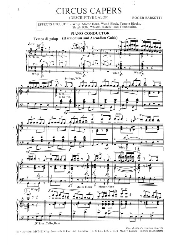 Barsotti, R Circus Capers Galop Orch Pf Sc/Pts
