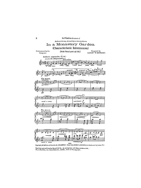 Albert Ketelbey: In A Monastery Garden (Performance Score/Parts)
