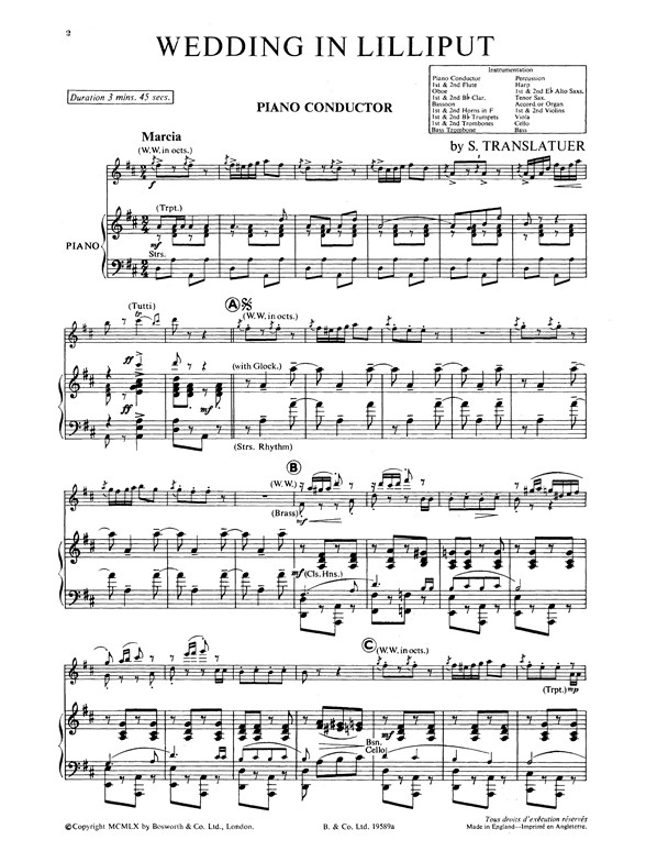 Translatuer, S Wedding In Lilliput Orch Pf Sc/Pts