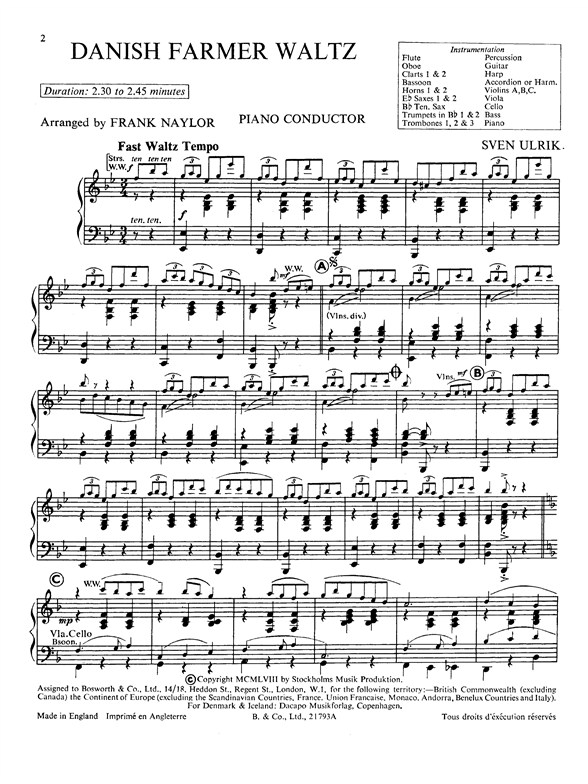 Ulrik, S Danish Farmer Waltz (Naylor) Orch Pf Sc/Pts