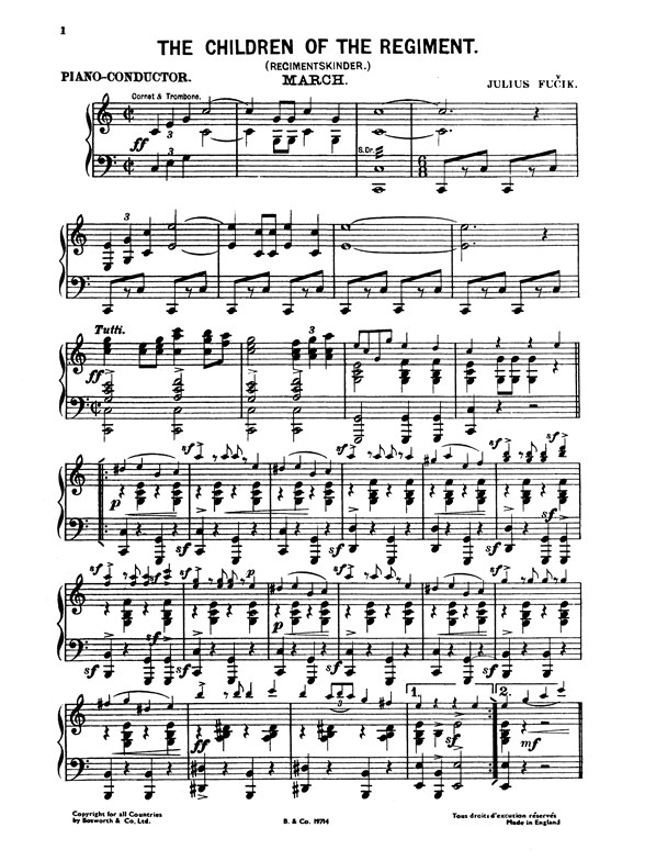 Fucik, J The Children Of The Regiment March Orch Pf Sc/Pts