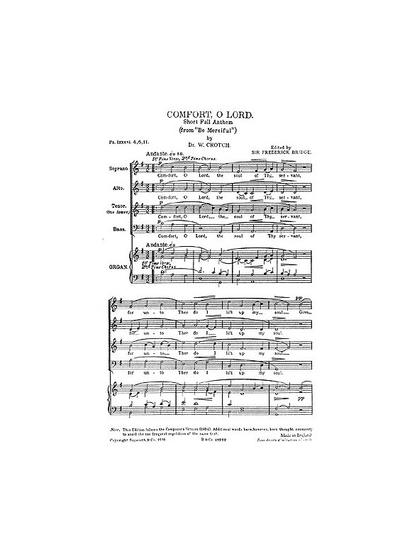 W. Crotch: Comfort O Lord The Soul Bridge