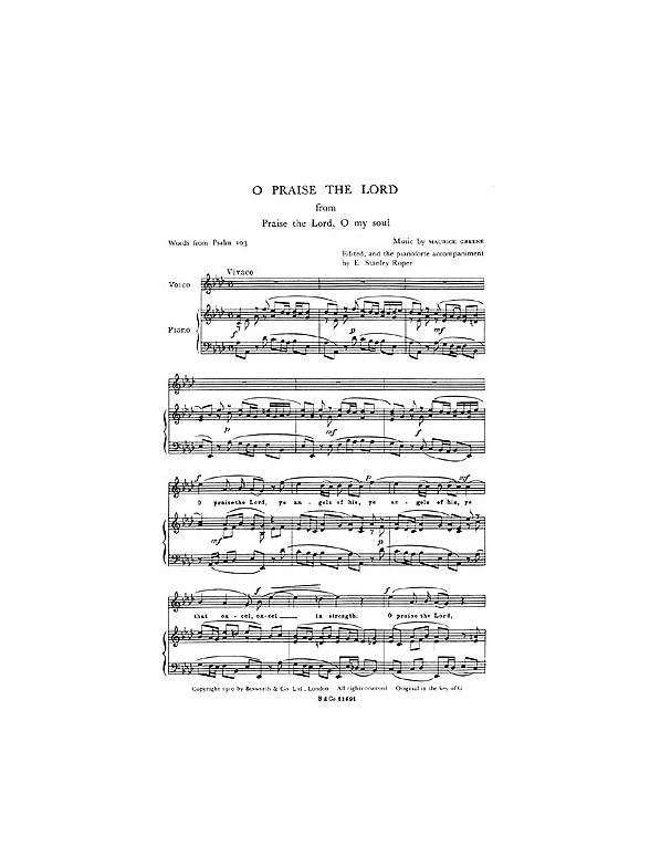 Greene, M O Praise The Lord Roper Unison And Piano
