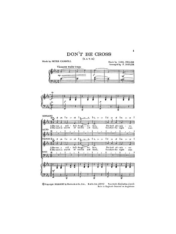 Zeller, C Don't Be Cross Satb