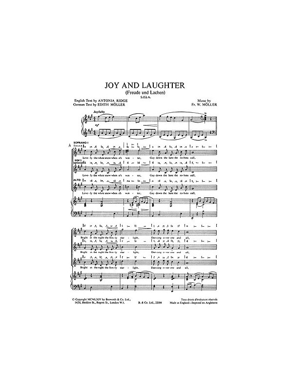 Moller, F W Joy And Laughter Sa/Ssa
