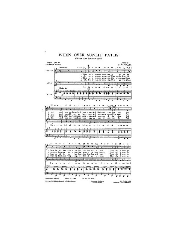 Moller, F W When Over Sunlit Paths Sa