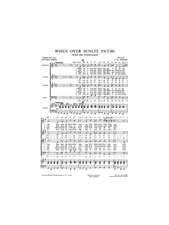 Moller, F W When Over Sunlit Paths Satb