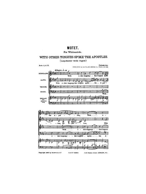 Palestrina, G Motets With Other Tongues Satb