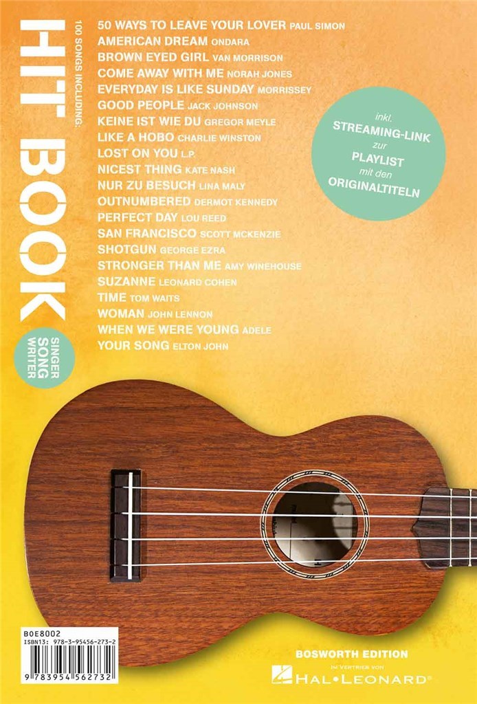 Hitbook Singer-Songwriter - 100 Songs für Ukulele : Mit Melodielinie + Text und Akkorden