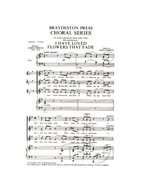 John Clements: I Have Loved Flowers That Fade