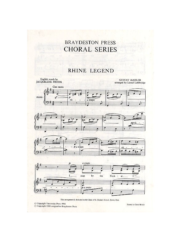 Gustav Mahler: Rhine Legend (2-Part Upper Voices)
