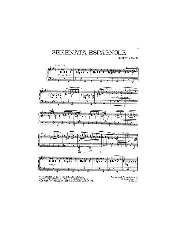 Joaquin Malats: Serenata Espagnole For Piano