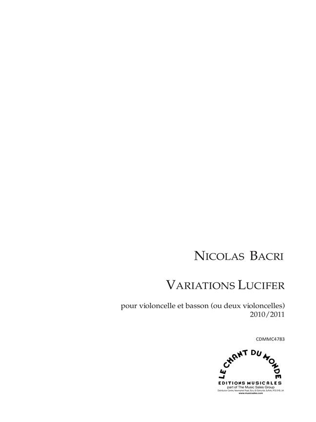 Nicolas Bacri: Variations Lucifer - Pour Violoncelle et Basson