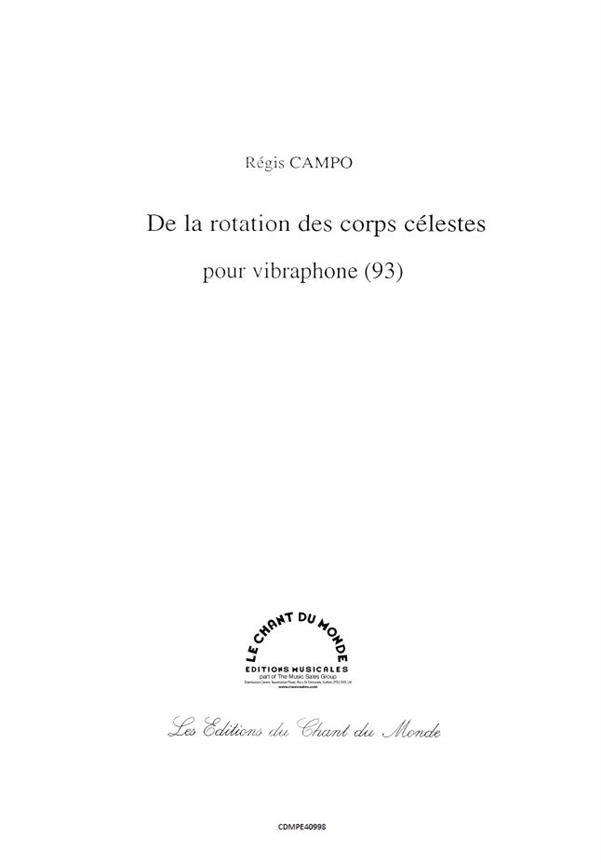 Régis Campo: De la rotation des corps célestes