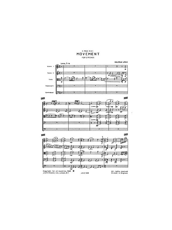Malcolm Lipkin: Movement For Strings (Miniature Score)