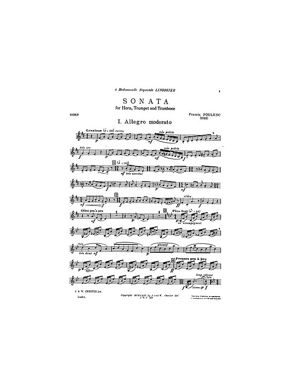 Francis Poulenc: Sonata For Horn, Trumpet and Trombone (Parts)