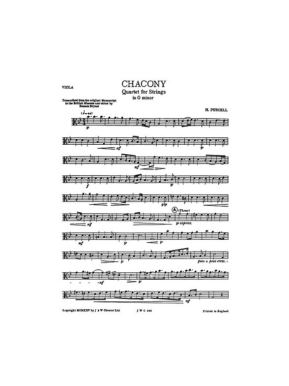 Henry Purcell: Chacony In G Minor For Strings (Parts)