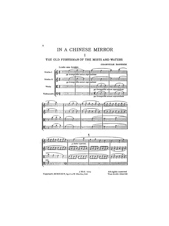 Bantock: In A Chinese Mirror for String Quartet (Score)