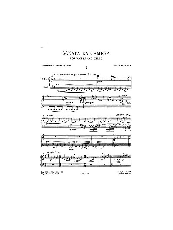 Seiber: Sonata Da Camera (Players' Score)