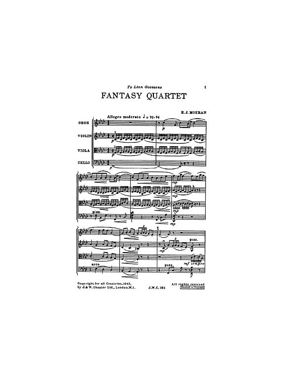 E.J. Moeran: Fantasy Quartet (Miniature Score)