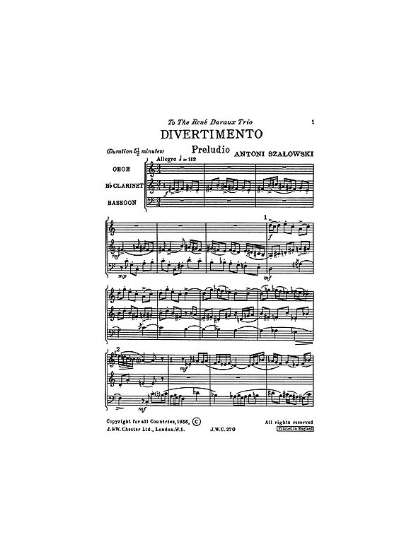 Szalowski: Divertimento (Miniature Score)