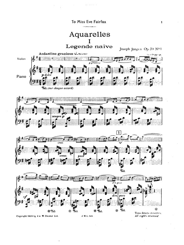 Joseph Jongen: Légende Naïve (Aquarelles Op.59 No.1)