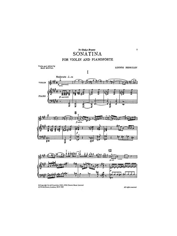 Lennox Berkeley: Sonatina For Violin and Piano