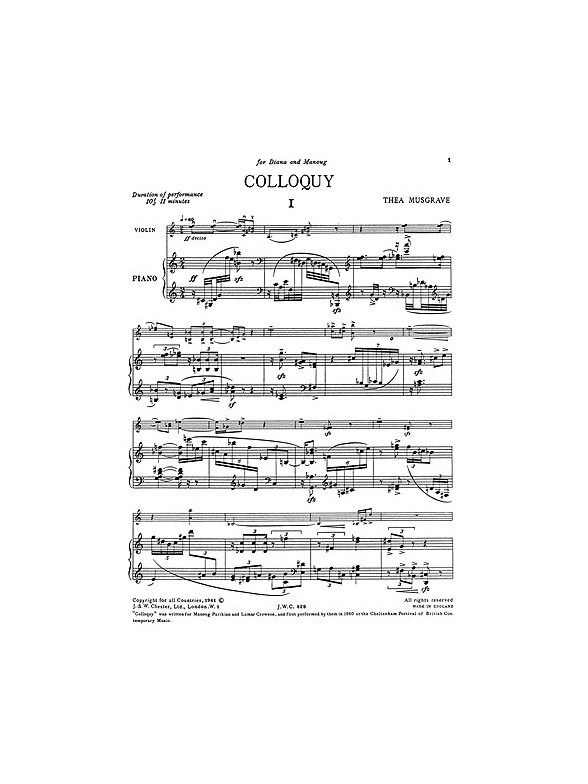 Thea Musgrave: Colloquy for Violin and Piano