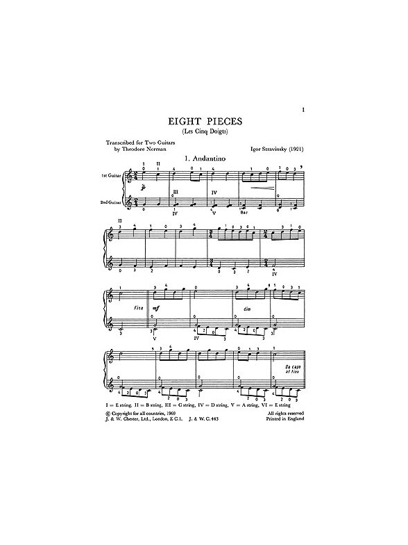 Igor Stravinsky: 8 Pieces For 2 Guitars