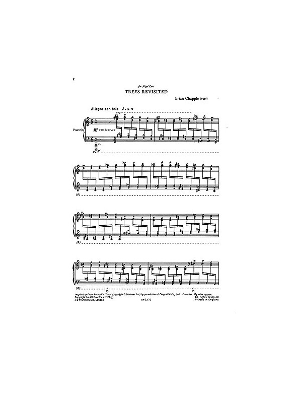 Brian Chapple: Trees Revisited For Piano