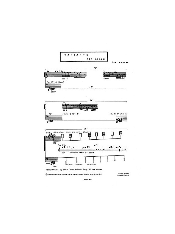 Paul Cooper: Variants For Organ