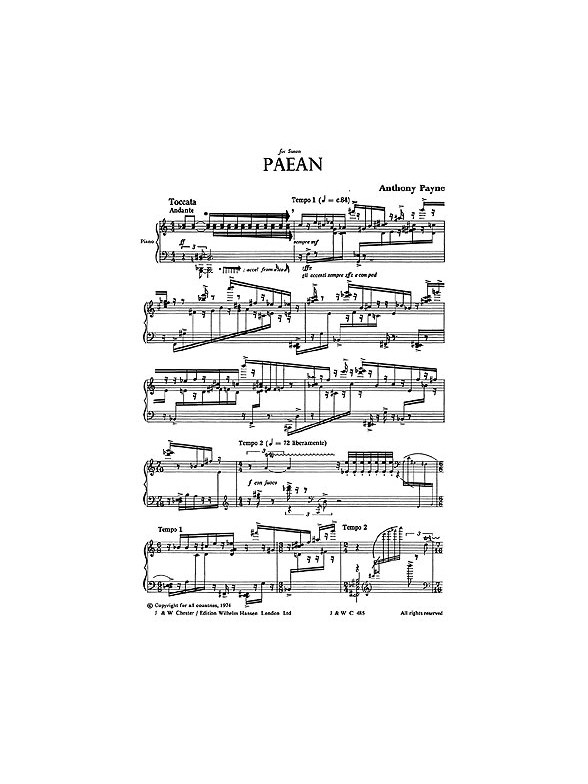 Anthony Payne: Paean for Solo Piano