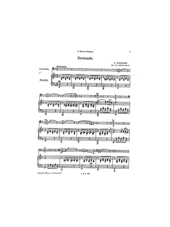 Schubert Serenade From Three Melodies Cello/Piano (Arr Piatti)