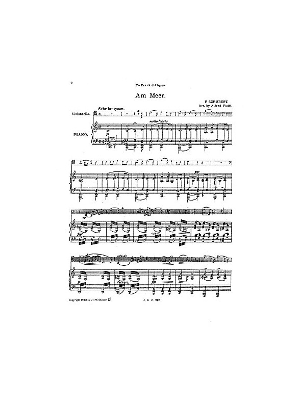 Schubert Am Meer From Three Melodies Cello/Piano (Arr Piatti)