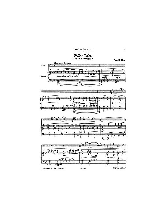 Bax: A Folk-Tale (Conte Populaire) for Cello And Piano