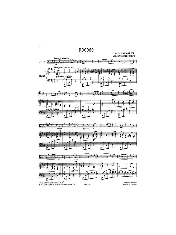 Palmgren: Rococo for Cello and Piano
