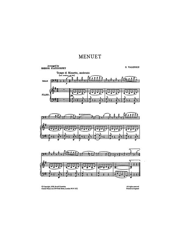 Valensin: Minuet for Cello and Piano
