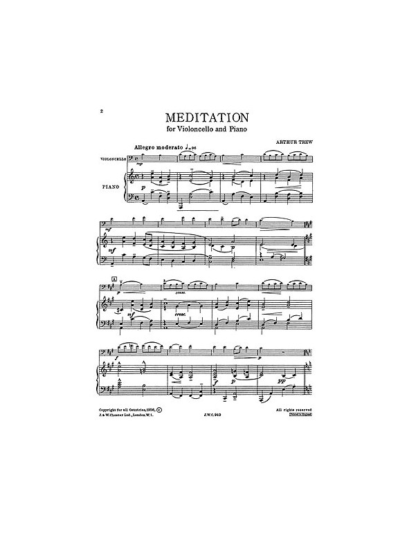 Trew, A Meditation (No 1 From Four Contrasts) Cello And Piano