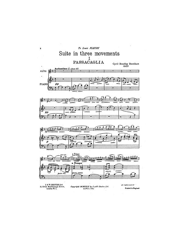Rootham Suite In Three Movements Flute/Piano