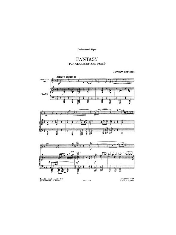 Antony Hopkins: Fantasy (Clarinet And Piano)