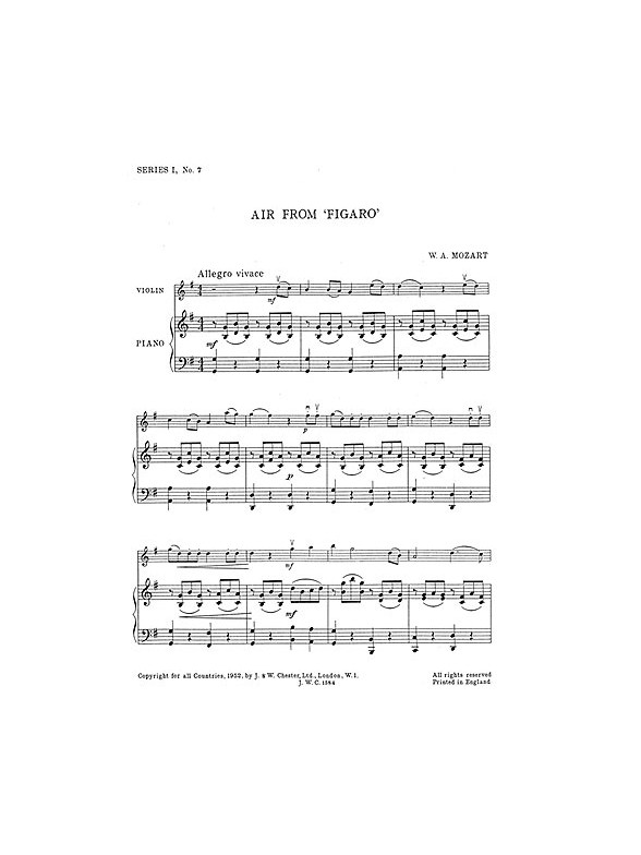 W.A. Mozart: Air From Figaro (Violin/Piano)