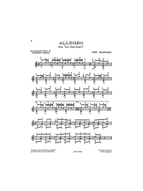 Igor Stravinsky: Allegro From Les Cinq Doigts for Guitar