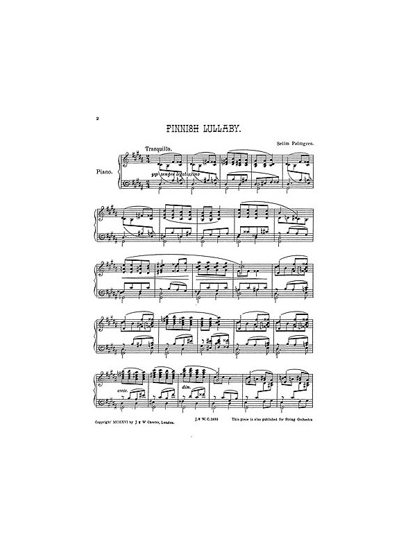 Palmgren: Finnish Lullaby for Piano
