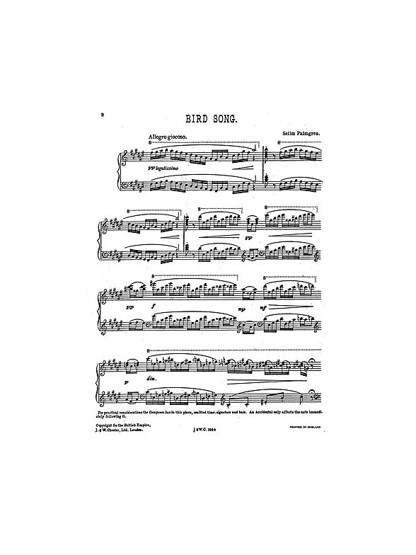 Palmgren: Bird Song for Piano