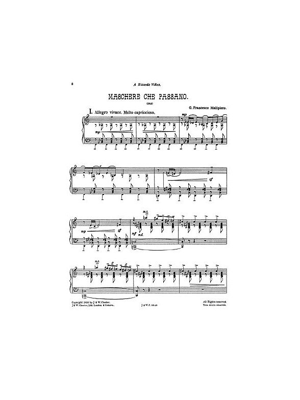 Malipiero: Maschere Che Passano for Piano Solo