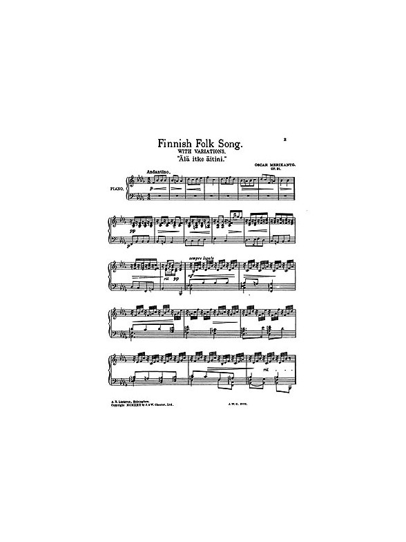 Merikanto: Finnish Folk Song Variations for Piano