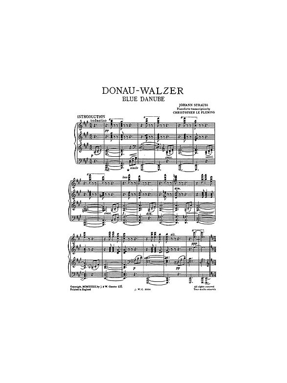 Johann Strauss II: The Blue Danube Waltz For Piano.